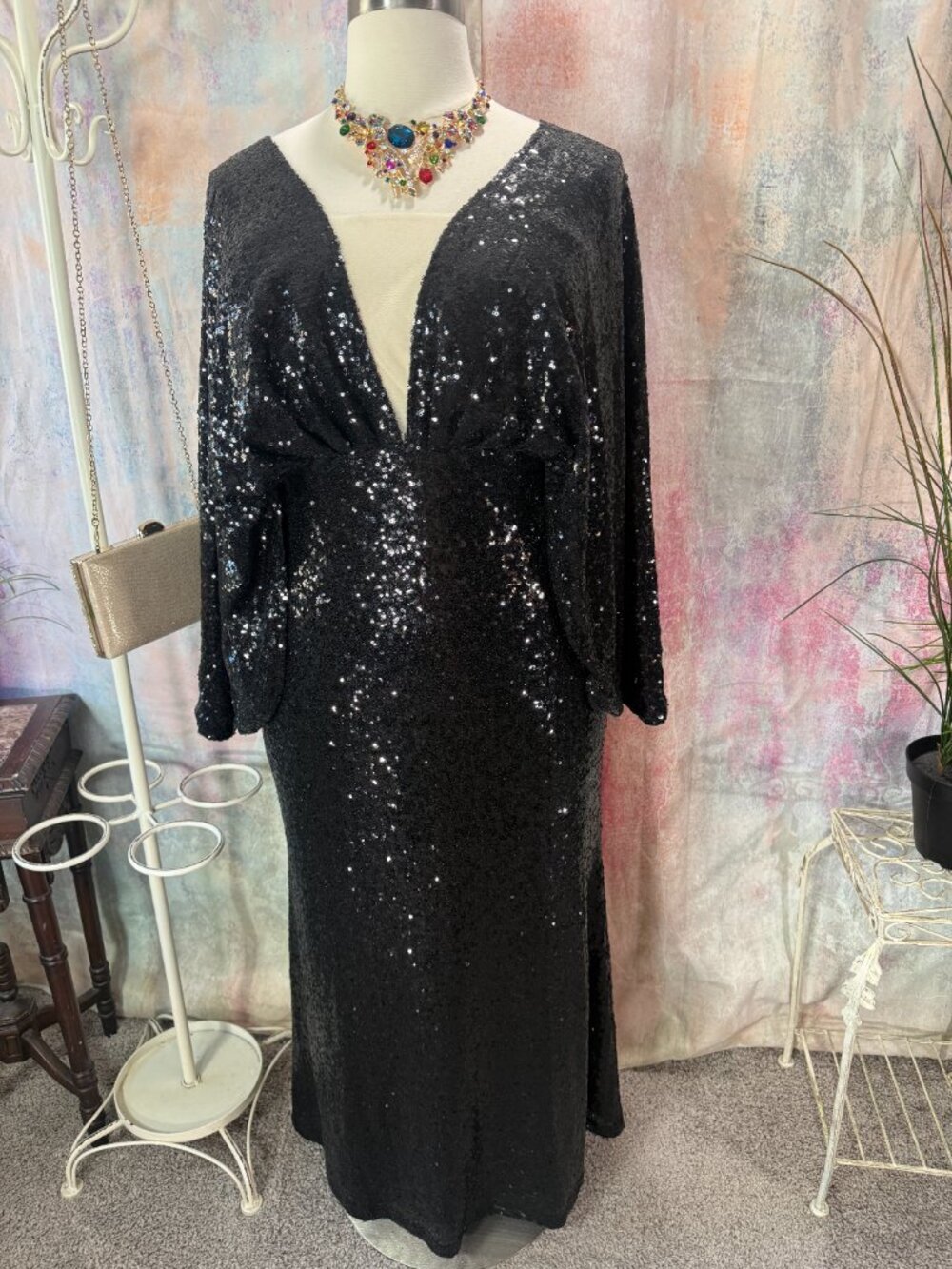 New 📌Babeyond Minimalist Design Shimmering Sequins 1920s Style Formal Dress - Picture 5 of 16